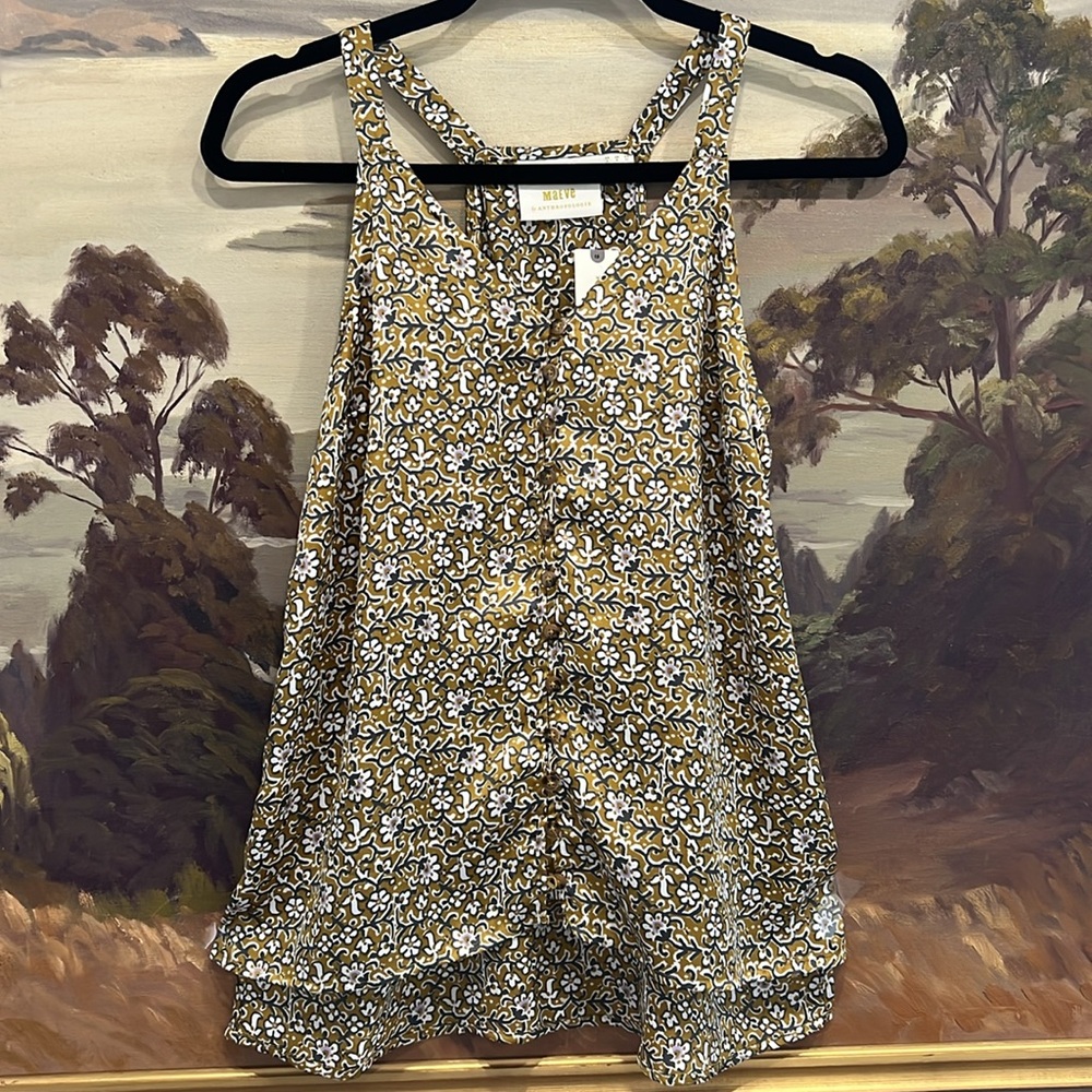 MAEVE Anthropologie NWT Floral Patterned Top in Mustard, Purple & White SIZE 2 - Picture 4 of 12